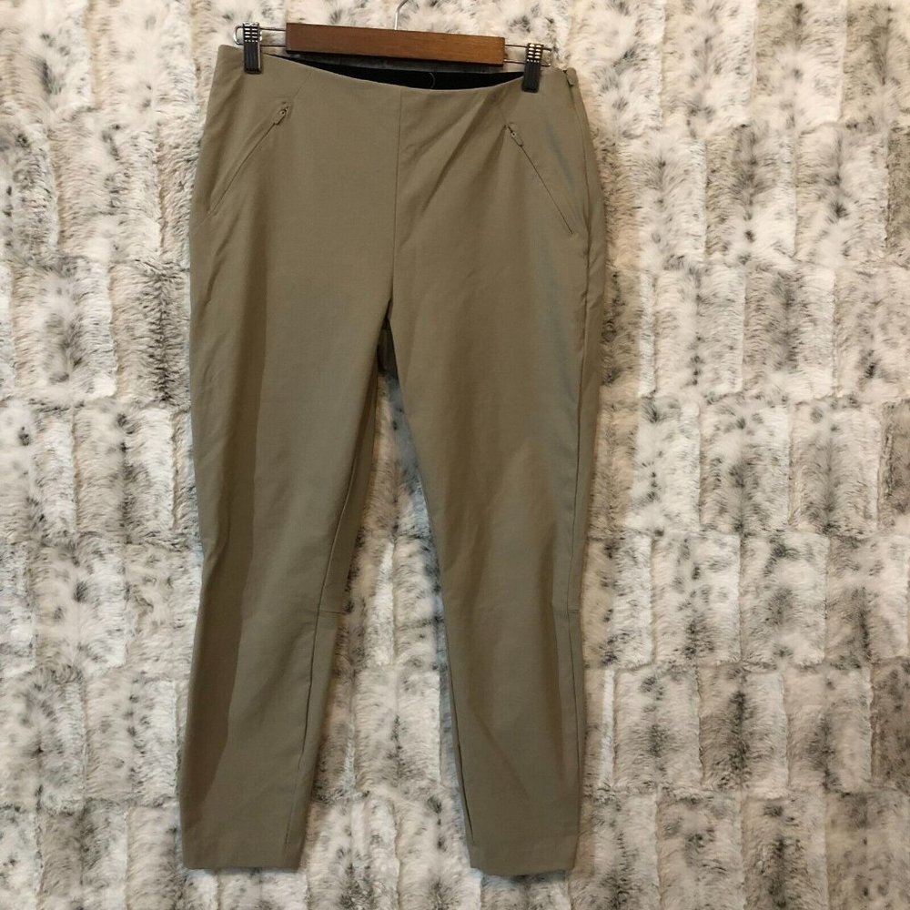 Duluth Trading Women's Size 8 S Skinny Tapered Leg Nylon Stretch Zip Pants Tan